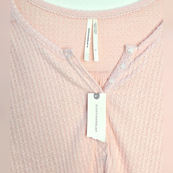 Anthropologie Pink thermal waffle size Small - Picture 4 of 6